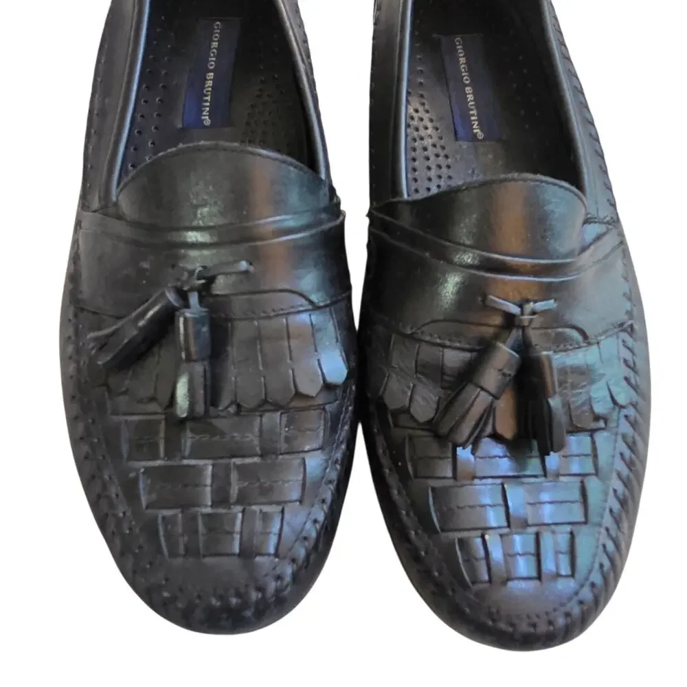 Giorgio Brutini Gordy Tassel Loafers Classic slip-on dress shoes Black sz 10